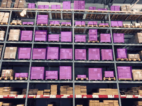 annotaed image of a warehouse with pallets and loads